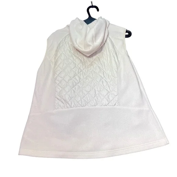 Columbia Quilted Fleece Hooded Vest Womens XL Cream Therma Coil Layering Outdoor - Picture 3 of 16